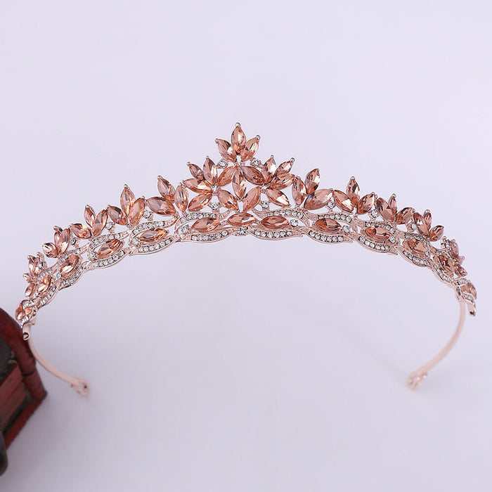 Wholesale Alloy Rhinestone Crystal Bridal Crown Headband JDC-HD-ZuanG003 Headband 钻岗 rose gold Wholesale Jewelry JoyasDeChina Joyas De China