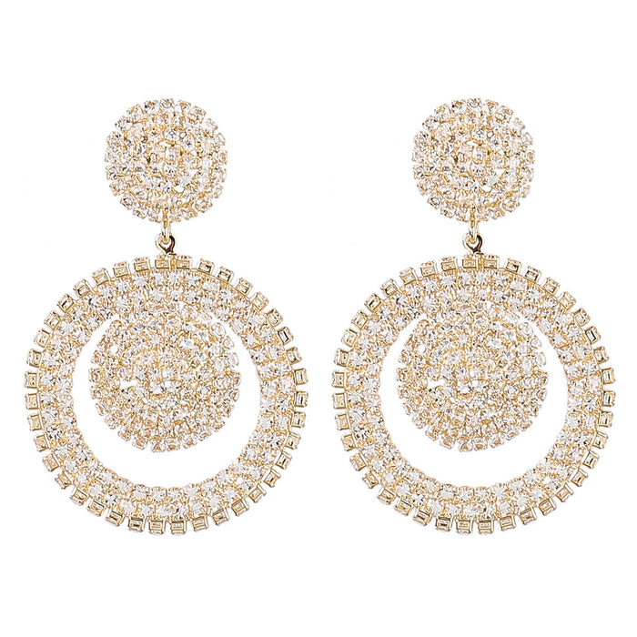 Wholesale alloy rhinestone double round earrings JDC-ES-JL859 Earrings 氿乐 Wholesale Jewelry JoyasDeChina Joyas De China