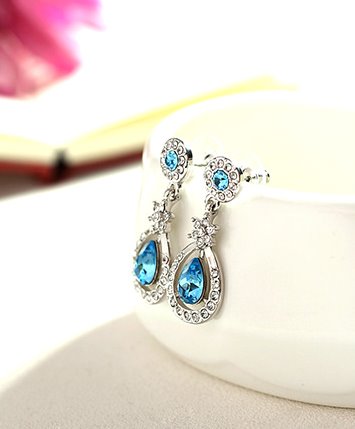 Wholesale alloy Rhinestone earrings JDC-ES-YinX006 Earrings 伊杏 blue Wholesale Jewelry JoyasDeChina Joyas De China