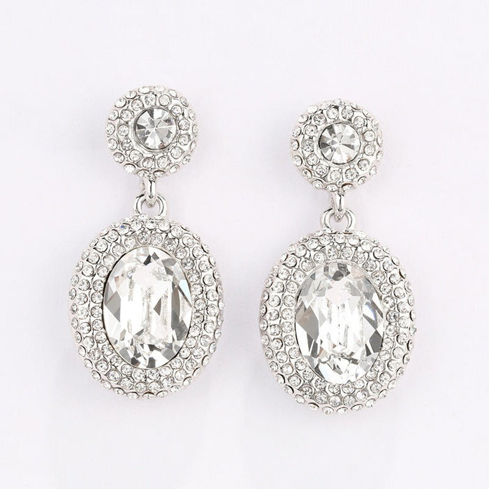 Wholesale alloy Rhinestone earrings JDC-ES-YinX007 Earrings 伊杏 white Wholesale Jewelry JoyasDeChina Joyas De China