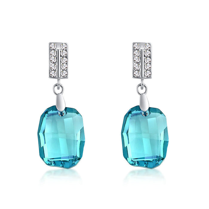 Wholesale alloy Rhinestone earrings JDC-ES-YinX012 Earrings 伊杏 color blue Wholesale Jewelry JoyasDeChina Joyas De China