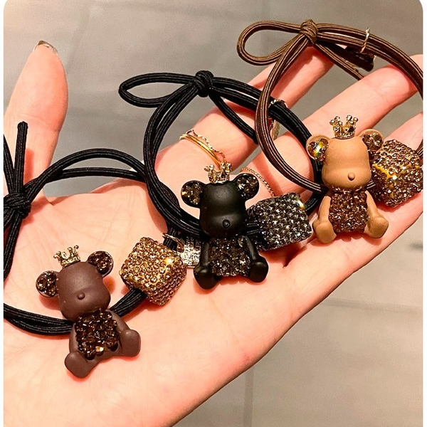 Wholesale Alloy Rhinestone Fabric Bear Hair Scrunchies (F) JDC-HS-GSMC015 Hair Scrunchies 曌彩 Wholesale Jewelry JoyasDeChina Joyas De China