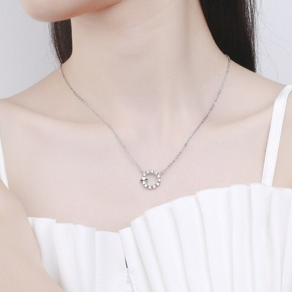 Wholesale alloy Rhinestone four-leaf clover necklace Sterling Silver Jewelry JDC-NE-BLX035 NECKLACE 宝来兴 Wholesale Jewelry JoyasDeChina Joyas De China