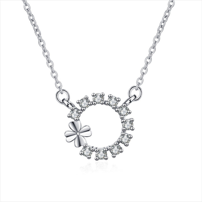 Wholesale alloy Rhinestone four-leaf clover necklace Sterling Silver Jewelry JDC-NE-BLX035 NECKLACE 宝来兴 Wholesale Jewelry JoyasDeChina Joyas De China