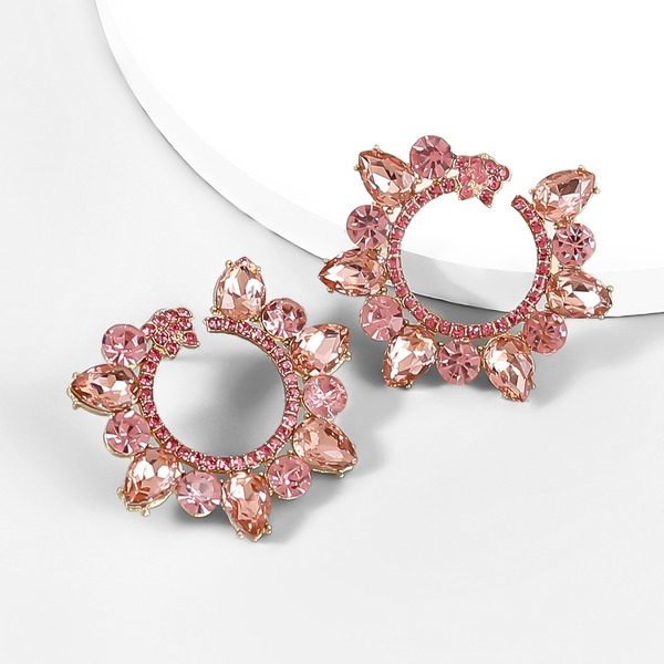 Wholesale Alloy Rhinestone Geometric Floral Earrings JDC-ES-JL881 Earrings 氿乐 Wholesale Jewelry JoyasDeChina Joyas De China