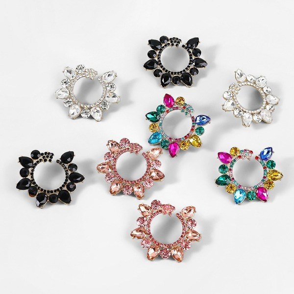 Wholesale Alloy Rhinestone Geometric Floral Earrings JDC-ES-JL881 Earrings 氿乐 Wholesale Jewelry JoyasDeChina Joyas De China