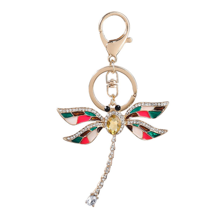 Wholesale Alloy Rhinestone Glass Drill Enamel Dragonfly Keychain JDC-KC-JL005 Keychains 氿乐 Wholesale Jewelry JoyasDeChina Joyas De China