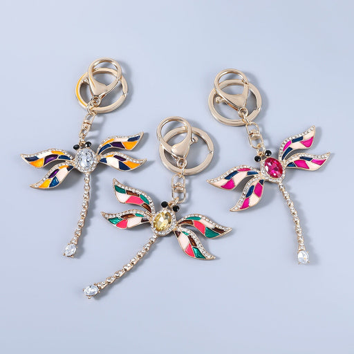 Wholesale Alloy Rhinestone Glass Drill Enamel Dragonfly Keychain JDC-KC-JL005 Keychains 氿乐 Wholesale Jewelry JoyasDeChina Joyas De China