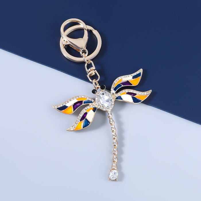 Wholesale Alloy Rhinestone Glass Drill Enamel Dragonfly Keychain JDC-KC-JL005 Keychains 氿乐 white Wholesale Jewelry JoyasDeChina Joyas De China