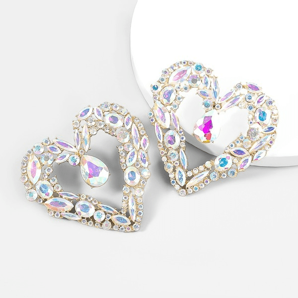 Wholesale Alloy Rhinestone Heart Earrings JDC-ES-JL910 Earrings 氿乐 Wholesale Jewelry JoyasDeChina Joyas De China