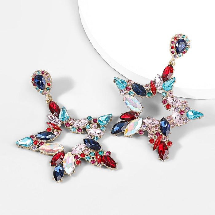 Wholesale alloy rhinestone irregular star earrings JDC-ES-JL852 Earrings 氿乐 color Wholesale Jewelry JoyasDeChina Joyas De China