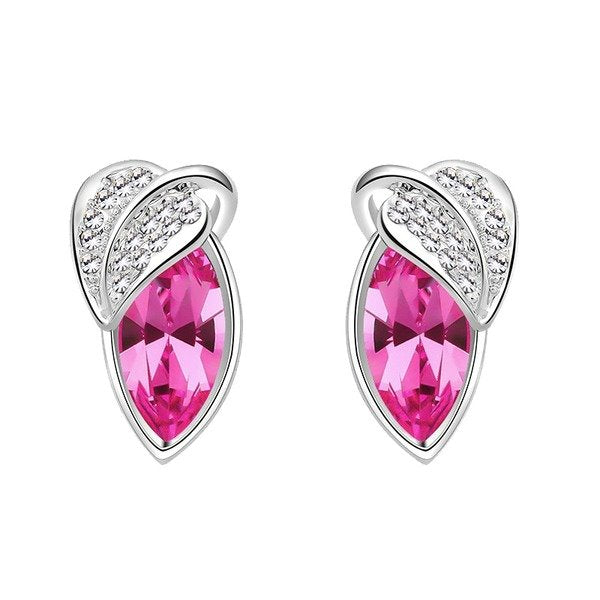 Wholesale alloy Rhinestone leaf earrings JDC-ES-YinX022 Earrings 伊杏 Wholesale Jewelry JoyasDeChina Joyas De China