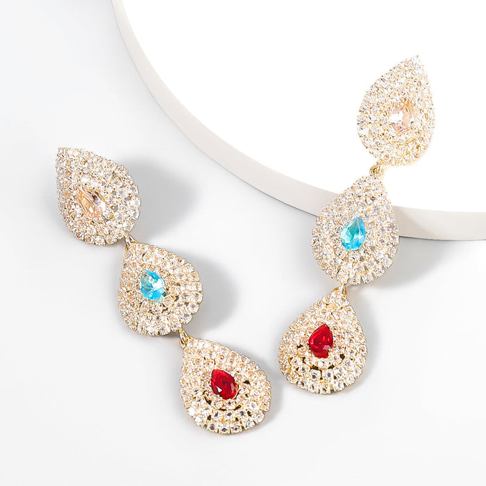 Wholesale Alloy Rhinestone Multilayer Drop Shape Earrings JDC-ES-JL875 Earrings 氿乐 gold color Wholesale Jewelry JoyasDeChina Joyas De China