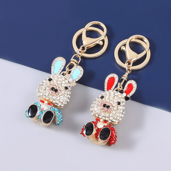 Wholesale Alloy Rhinestone Rabbit Keychain JDC-KC-JL014 Keychains 氿乐 Wholesale Jewelry JoyasDeChina Joyas De China