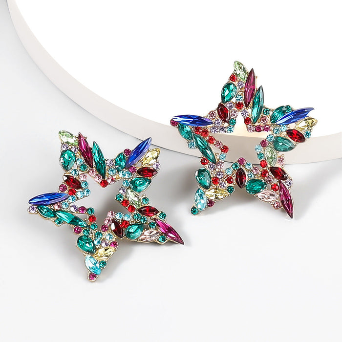 Wholesale Alloy Rhinestone Star Earrings JDC-ES-JL854 Earrings 氿乐 green Wholesale Jewelry JoyasDeChina Joyas De China