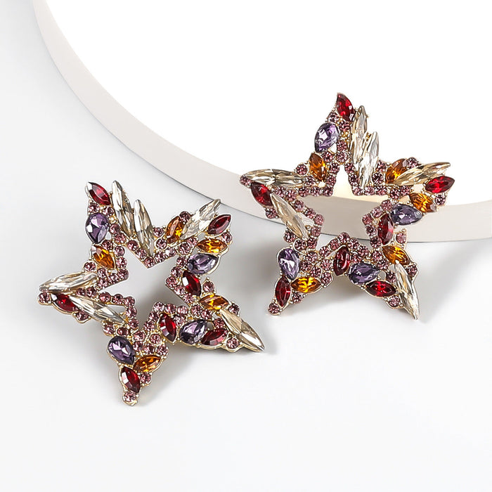 Wholesale Alloy Rhinestone Star Earrings JDC-ES-JL854 Earrings 氿乐 red Wholesale Jewelry JoyasDeChina Joyas De China