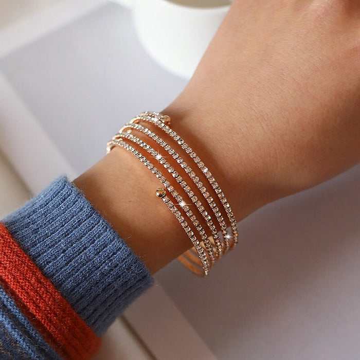Wholesale alloy rhinestone stretchable bracelet JDC-BT-DaiR015 Bracelet 黛仁 golden Wholesale Jewelry JoyasDeChina Joyas De China
