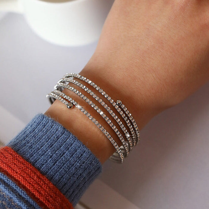 Wholesale alloy rhinestone stretchable bracelet JDC-BT-DaiR015 Bracelet 黛仁 sliver Wholesale Jewelry JoyasDeChina Joyas De China