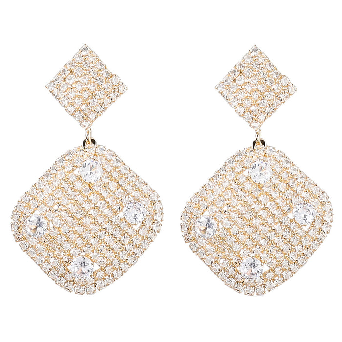 Wholesale alloy rhinestone zircon rhombus earrings JDC-ES-JL861 Earrings 氿乐 Wholesale Jewelry JoyasDeChina Joyas De China