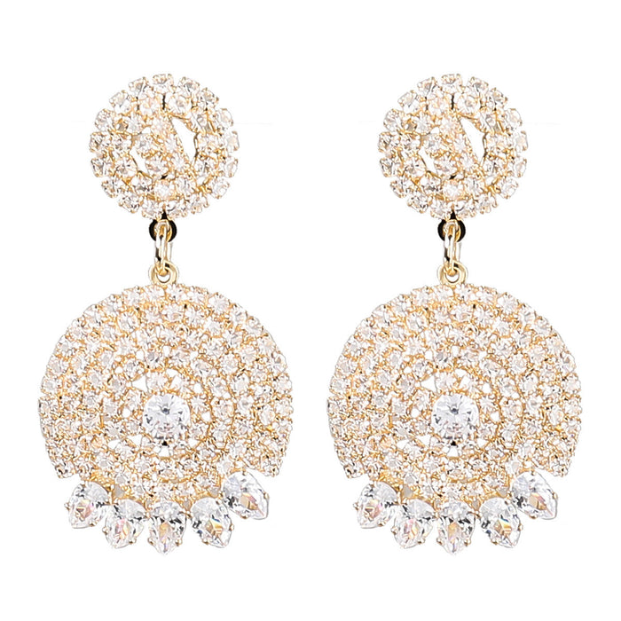 Wholesale Alloy Rhinestone Zircon Round Earrings JDC-ES-JL860 Earrings 氿乐 gold Wholesale Jewelry JoyasDeChina Joyas De China