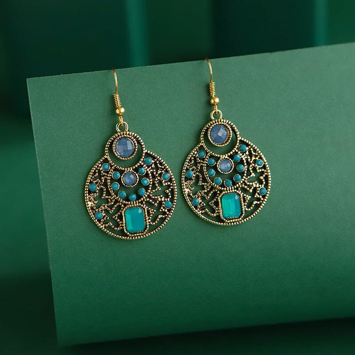 Wholesale Alloy Rice Beads Protein Diamond Earrings JDC-ES-Daiq022 Earrings 黛茜 DC1642-4 blue Wholesale Jewelry JoyasDeChina Joyas De China