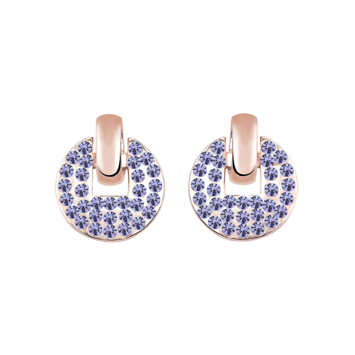 Wholesale alloy round Rhinestone earrings JDC-ES-YinX001 Earrings 伊杏 purple Wholesale Jewelry JoyasDeChina Joyas De China