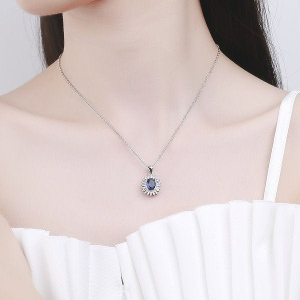 Wholesale alloy sapphire necklace Sterling Silver Jewelry JDC-NE-BLX033 NECKLACE 宝来兴 Wholesale Jewelry JoyasDeChina Joyas De China