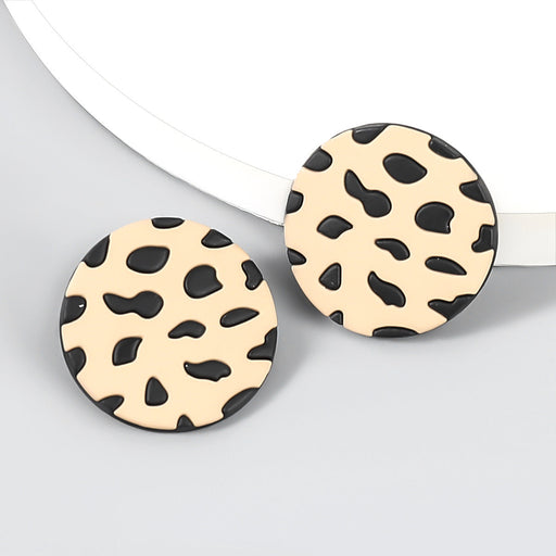 Wholesale alloy spray paint round leopard print earrings JDC-ES-JL880 Earrings 氿乐 Wholesale Jewelry JoyasDeChina Joyas De China