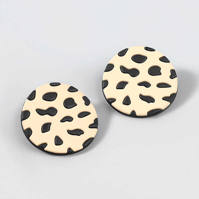 Wholesale alloy spray paint round leopard print earrings JDC-ES-JL880 Earrings 氿乐 Wholesale Jewelry JoyasDeChina Joyas De China