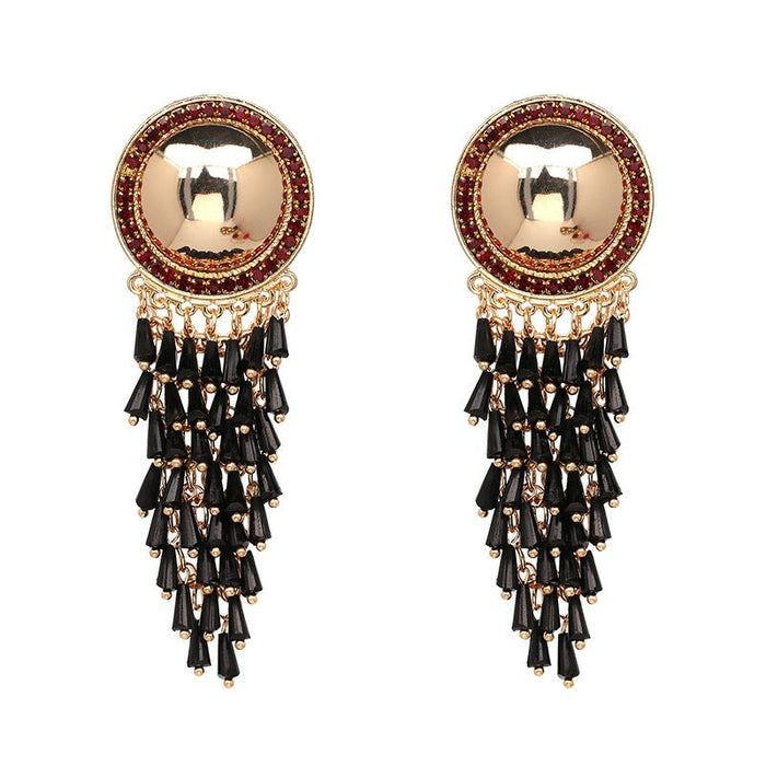 Wholesale Alloy Tassel Earrings JDC-ES-LIUM050 Earrings 榴芒 black Wholesale Jewelry JoyasDeChina Joyas De China