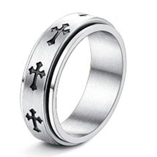 Wholesale Anti-Anxiety Universal Wheel Titanium Steel Rotating Cross Turtle Ring JDC-RS-DingC003 Rings 顶潮 6MM-szj 6 Wholesale Jewelry JoyasDeChina Joyas De China