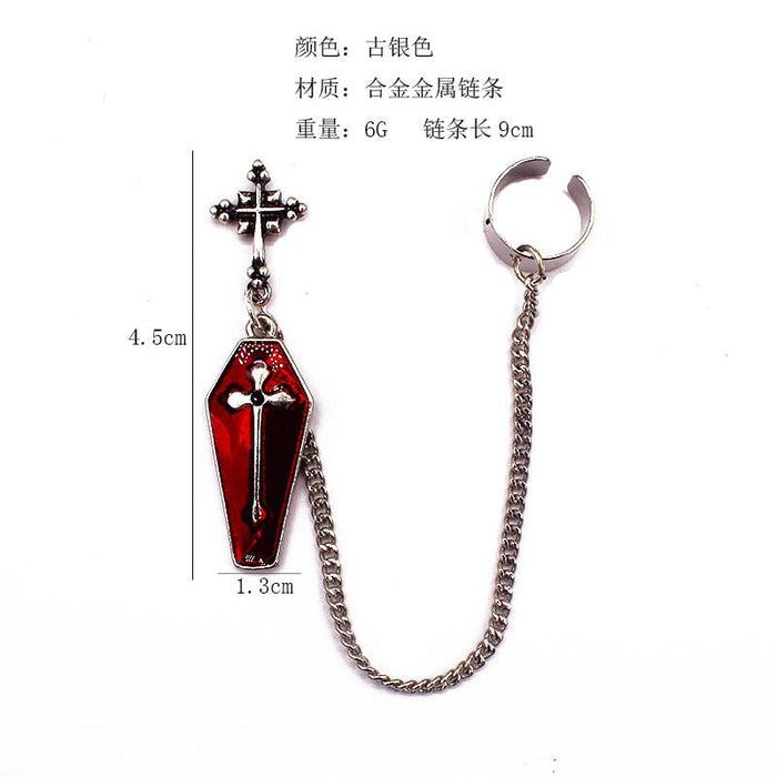 Wholesale antique silver drip oil cross coffin alloy stud earrings JDC-ES-YYFF012 Earrings 燕羽飞飞 Wholesale Jewelry JoyasDeChina Joyas De China
