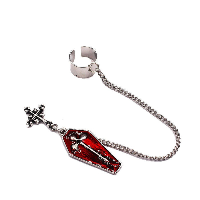 Wholesale antique silver drip oil cross coffin alloy stud earrings JDC-ES-YYFF012 Earrings 燕羽飞飞 Wholesale Jewelry JoyasDeChina Joyas De China