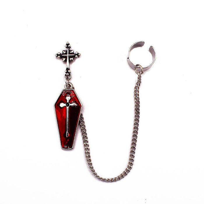 Wholesale antique silver drip oil cross coffin alloy stud earrings JDC-ES-YYFF012 Earrings 燕羽飞飞 draw point Wholesale Jewelry JoyasDeChina Joyas De China
