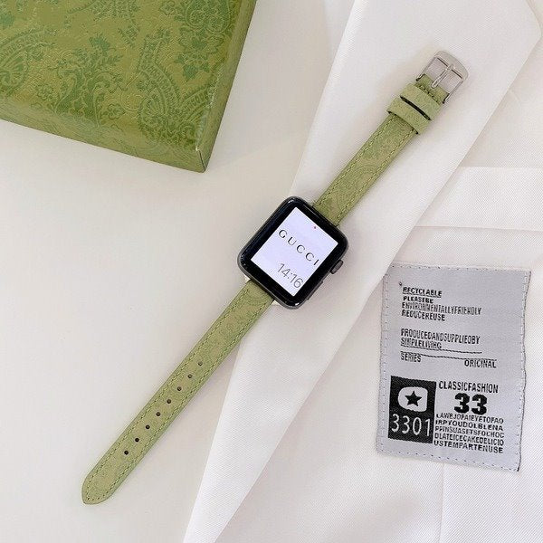 Wholesale Apple iWatch 3/4/5/6 Generation Leather Strap JDC-WD-Yagt013 Watch Band 亚格特 green38/40mm Wholesale Jewelry JoyasDeChina Joyas De China