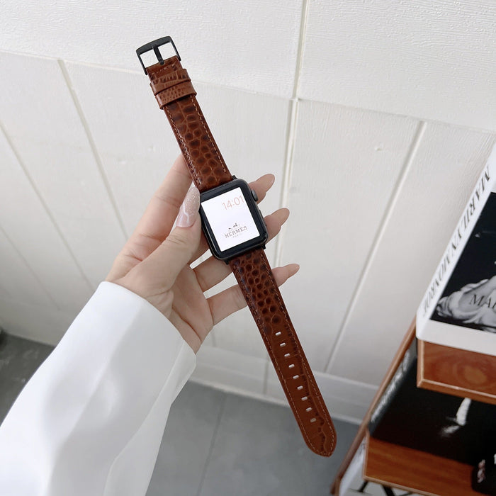 Wholesale Apple iWatch 7/6/5/4 Generation Leather Strap JDC-WD-Yagt028 Watch Band 亚格特 black 38/40/41mm Wholesale Jewelry JoyasDeChina Joyas De China