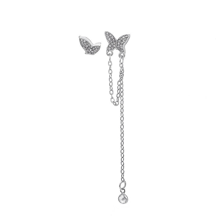 Wholesale Asymmetric Butterfly Zircon Tassel Copper Earrings JDC-ES-D202 Earrings 晴雯 Wholesale Jewelry JoyasDeChina Joyas De China