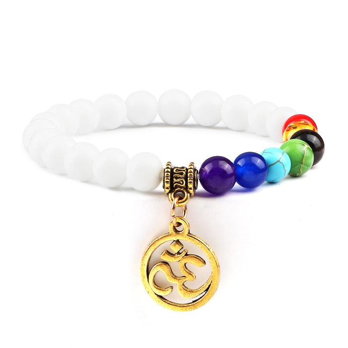 Wholesale Aum Charm Beaded Alloy Color Stone Bracelet JDC-BT-JiuJ021 Bracelet 九江 baici jin Wholesale Jewelry JoyasDeChina Joyas De China