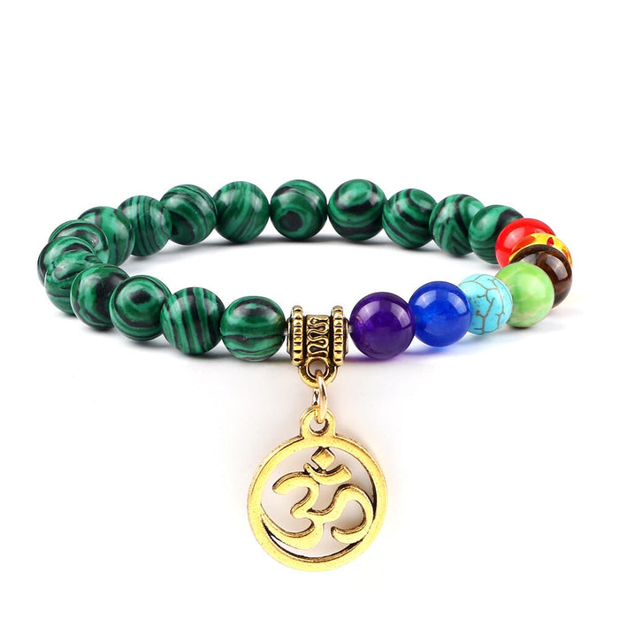 Wholesale Aum Charm Beaded Alloy Color Stone Bracelet JDC-BT-JiuJ021 Bracelet 九江 kongqueshi jin Wholesale Jewelry JoyasDeChina Joyas De China