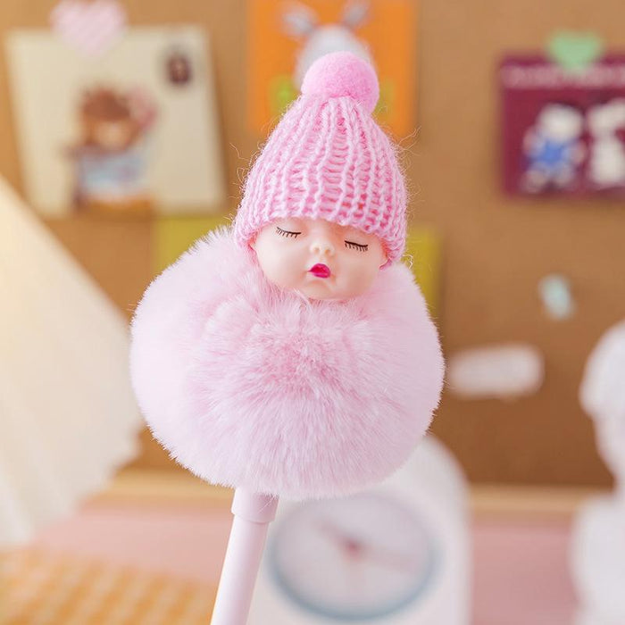 Bulk Jewelry Wholesale Ballpoint pen plastic Pink doll head hair ball JDC-BP-XF014 Wholesale factory from China YIWU China