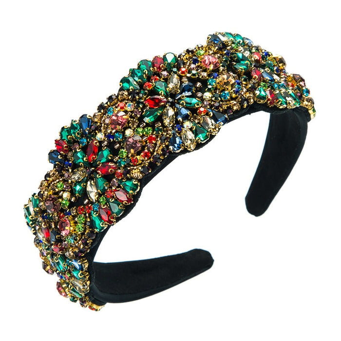 Wholesale Baroque Stained Glass Drill Flower Cloth Headband JDC-HD-YiS001 Headband 镱森 Wholesale Jewelry JoyasDeChina Joyas De China