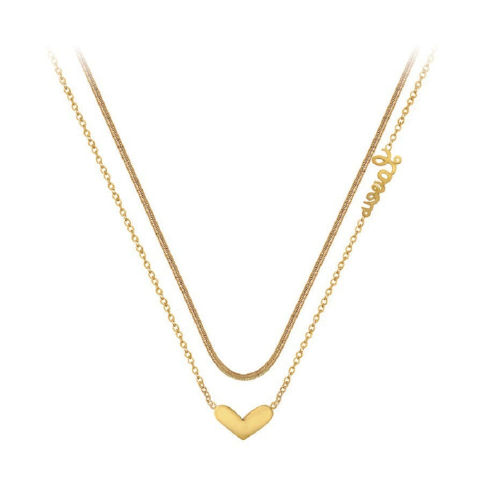 Wholesale bath titanium steel design sense of love double-layer Necklace JDC-NE-TD005 Necklaces 一自一然 Wholesale Jewelry JoyasDeChina Joyas De China
