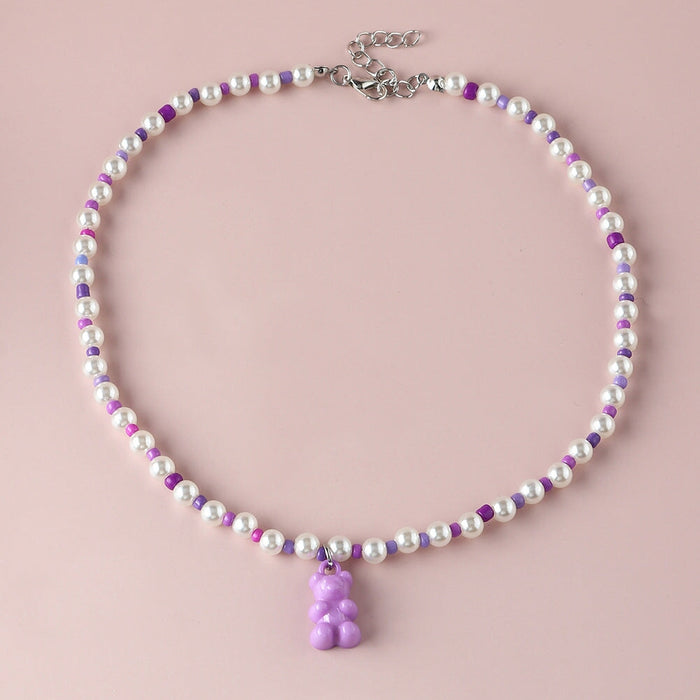 Wholesale Bear Rice Bead Imitation Pearl Resin Necklace JDC-NE-NZ324 Necklaces 奈珠 Wholesale Jewelry JoyasDeChina Joyas De China