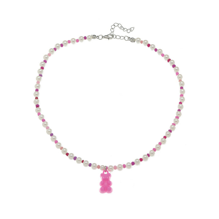 Wholesale Bear Rice Bead Imitation Pearl Resin Necklace JDC-NE-NZ324 Necklaces 奈珠 Wholesale Jewelry JoyasDeChina Joyas De China
