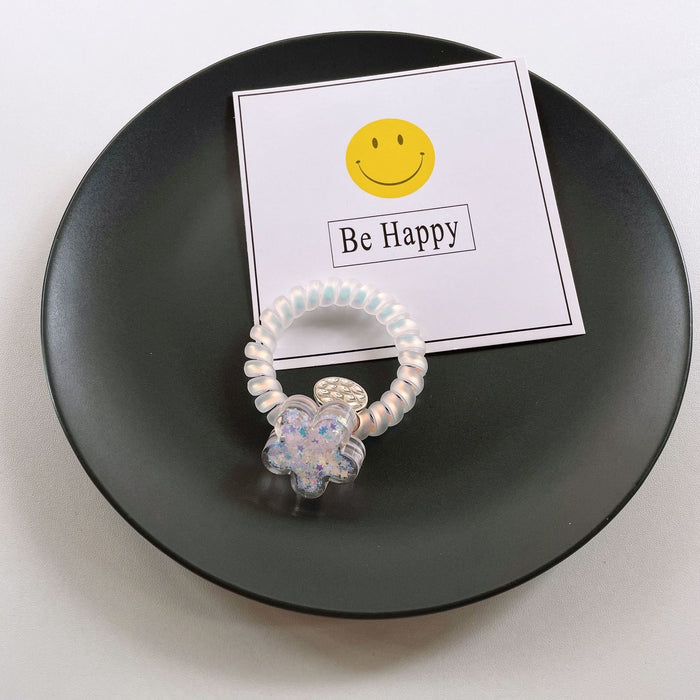 Wholesale Bear Transparent Flower Telephone Cord (F) JDC-HS-YiT004 Hair Scrunchies 亦桐 flower Wholesale Jewelry JoyasDeChina Joyas De China