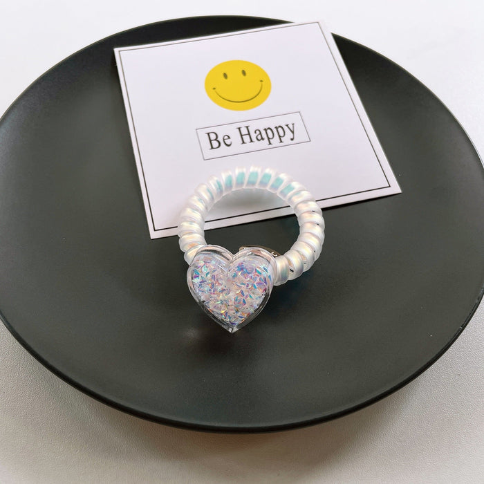 Wholesale Bear Transparent Flower Telephone Cord (F) JDC-HS-YiT004 Hair Scrunchies 亦桐 love Wholesale Jewelry JoyasDeChina Joyas De China