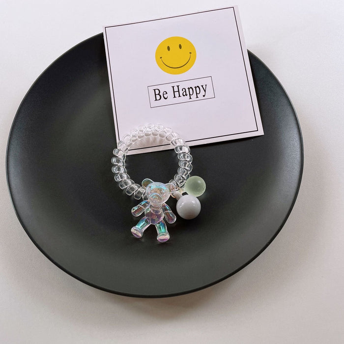 Wholesale Bear Transparent Flower Telephone Cord (F) JDC-HS-YiT004 Hair Scrunchies 亦桐 Transparent bear Wholesale Jewelry JoyasDeChina Joyas De China