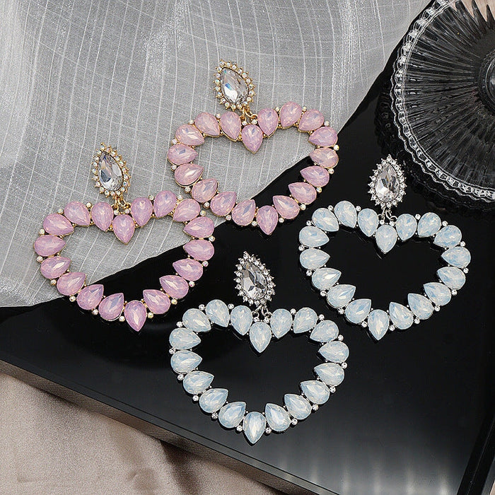 Wholesale Big Heart Rhinestone Copper Plated Earrings JDC-ES-JX028 Earrings 锦希 Wholesale Jewelry JoyasDeChina Joyas De China