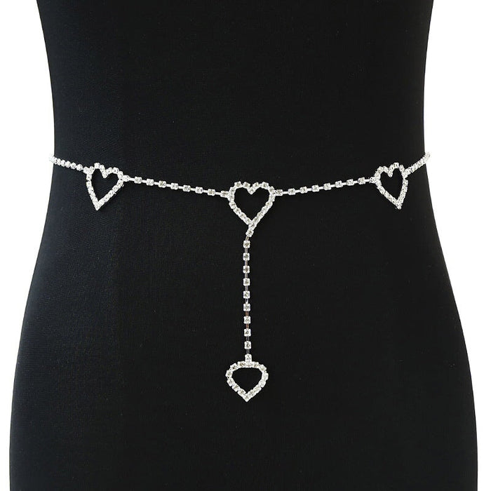 Wholesale Bikini Water Heart Shaped Rhinestone Waist Chain JDC-BJ-TZ004 Body Jewelry 天缀 silver Wholesale Jewelry JoyasDeChina Joyas De China