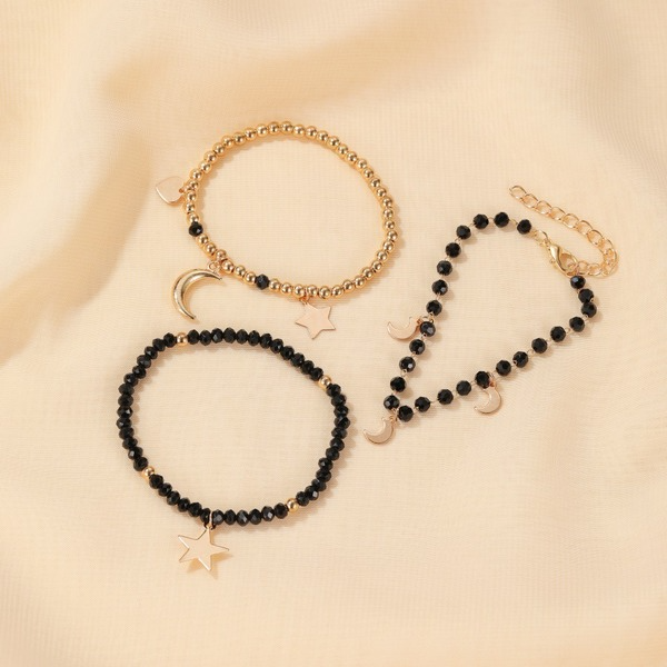 Bulk Jewelry Wholesale black alloy black beaded star moon bracelet JDC-BT-D530 Wholesale factory from China YIWU China